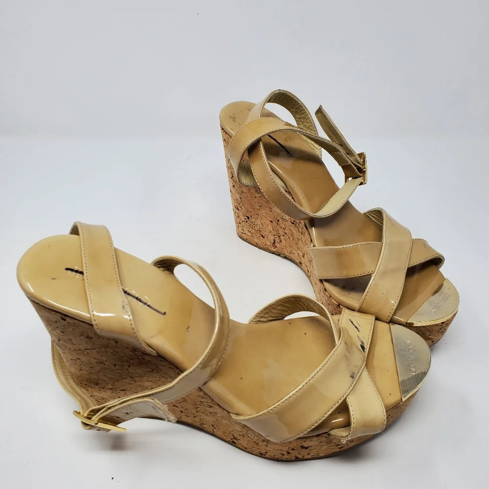 Jimmy Choo Nude Patent Wedges